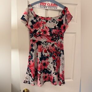 Black Halo Pink and Black Floral Mini Dress